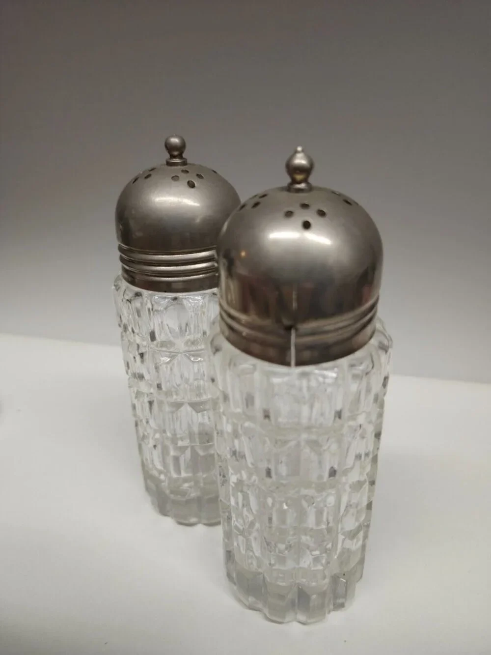 Tall Crystal Salt & Pepper Shakers Vintage 5.25